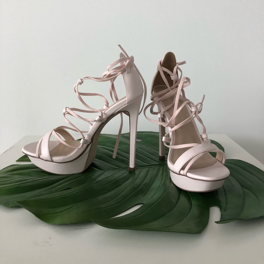 ASOS White lace up platform high heel sandals